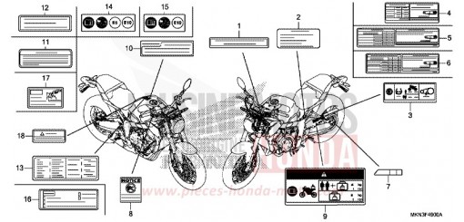 ETIQUETTE DE PRECAUTIONS CB650RAK de 2019